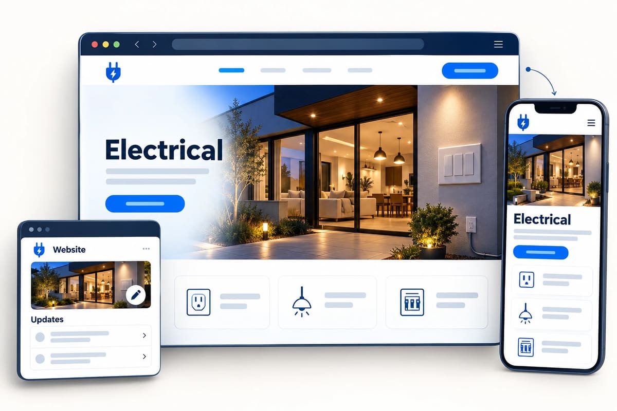 Conceptual electrical website, customer Website and Updates portal, and mobile website mockup